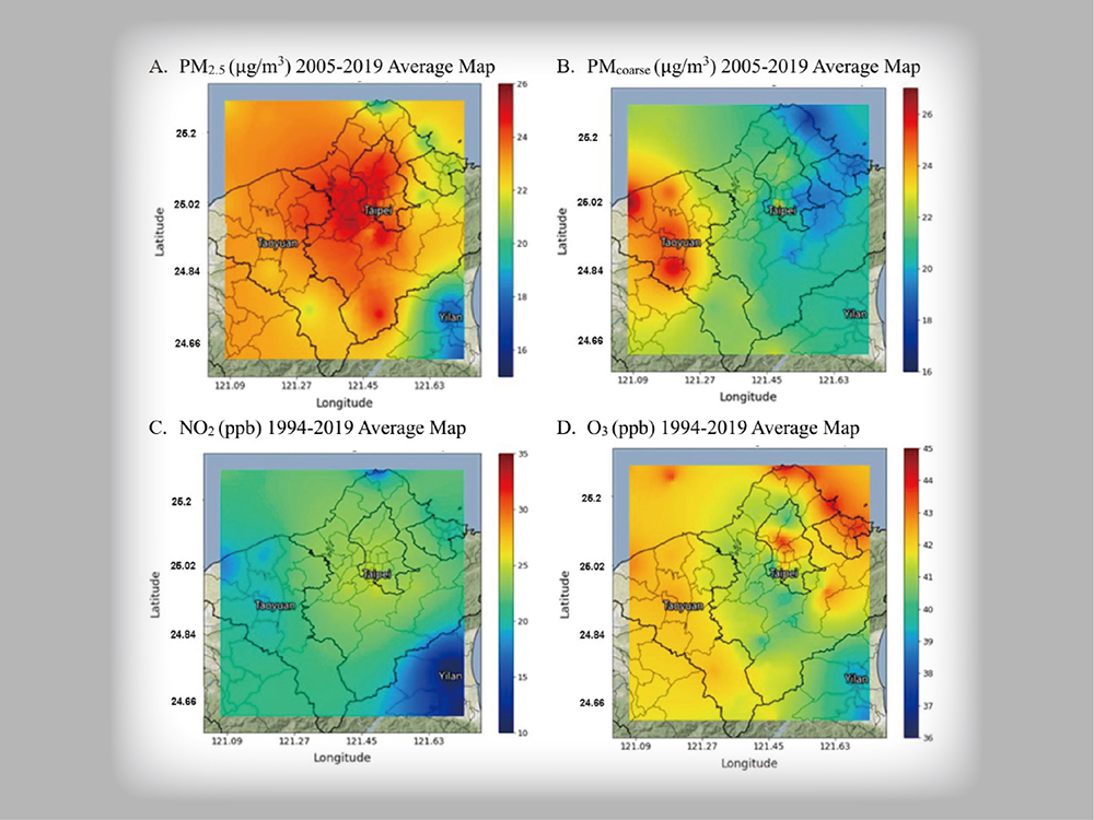 Image1:Long-term (1994-2019) concentration distribution map of air pollutants in Greater Taipei Area.