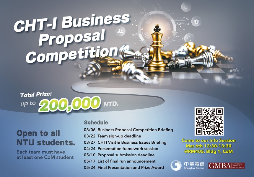 總獎金高達20萬：GMBA 與 CHTI Business Proposal Competition Info Session, Prize up to NTD200K ~2024/5/24圖