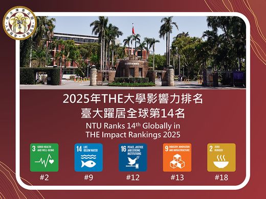 臺大獲2025 THE大學影響力排名全球第14名　締造歷年最佳紀錄圖