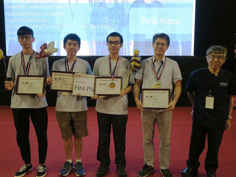 本次國際大學校際程式設計競賽ICPC共116隊413位學生及教練參加，最後由臺灣大學榮獲冠軍